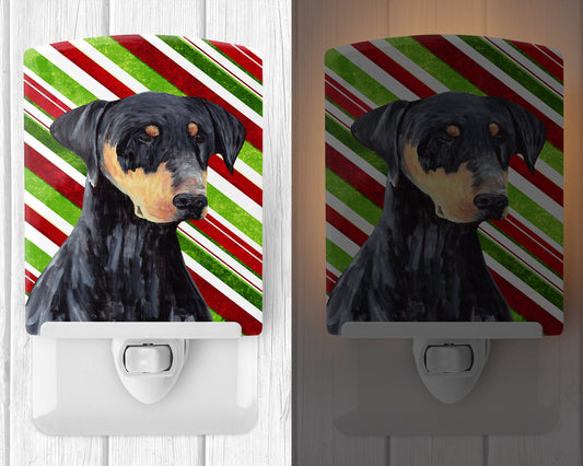 Doberman Candy Cane Holiday Christmas Ceramic Night Light SC9337CNL