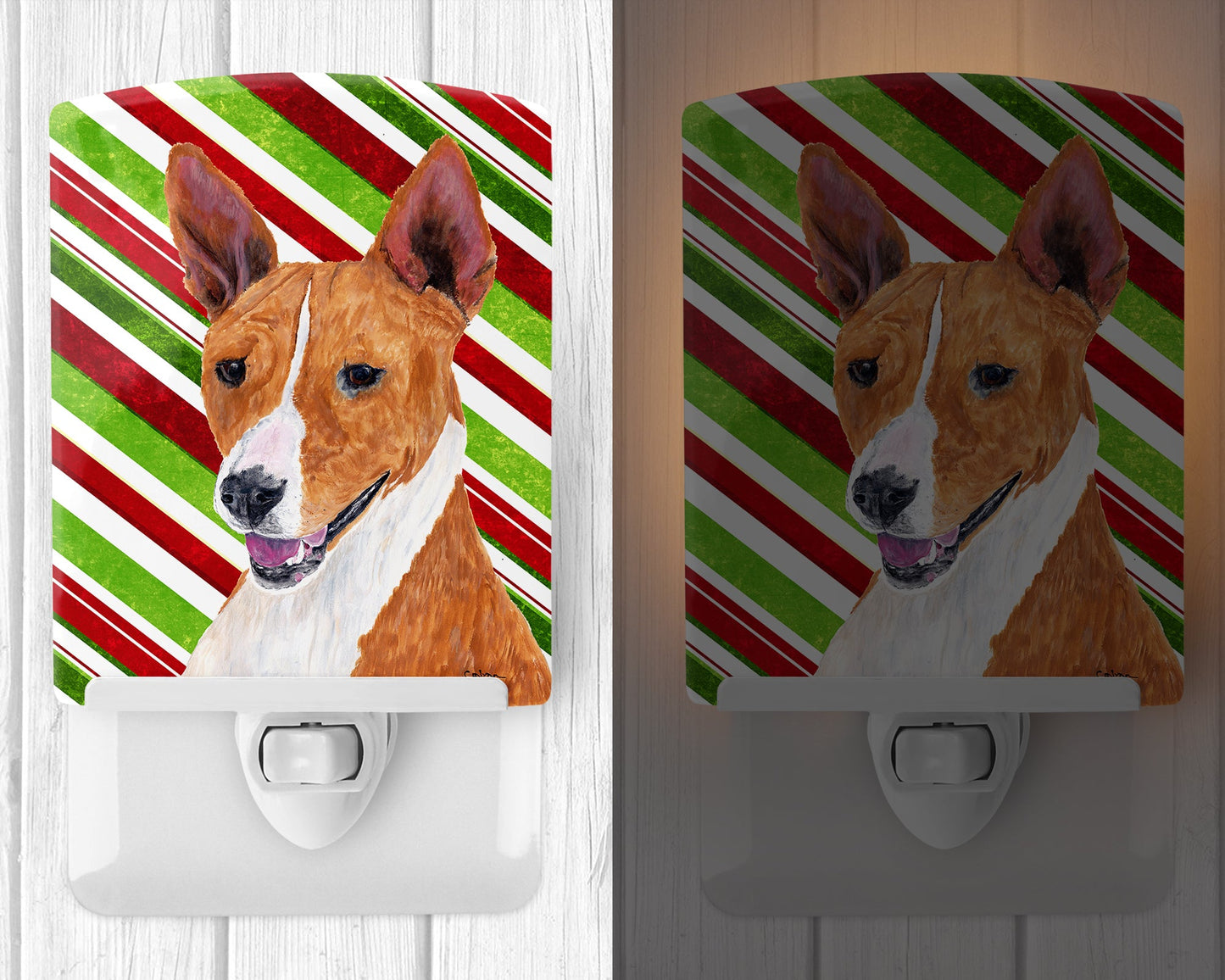 Basenji Candy Cane Holiday Christmas Ceramic Night Light SC9347CNL