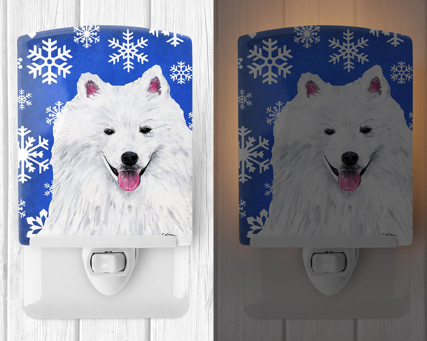American Eskimo Winter Snowflakes Holiday Ceramic Night Light SC9379CNL