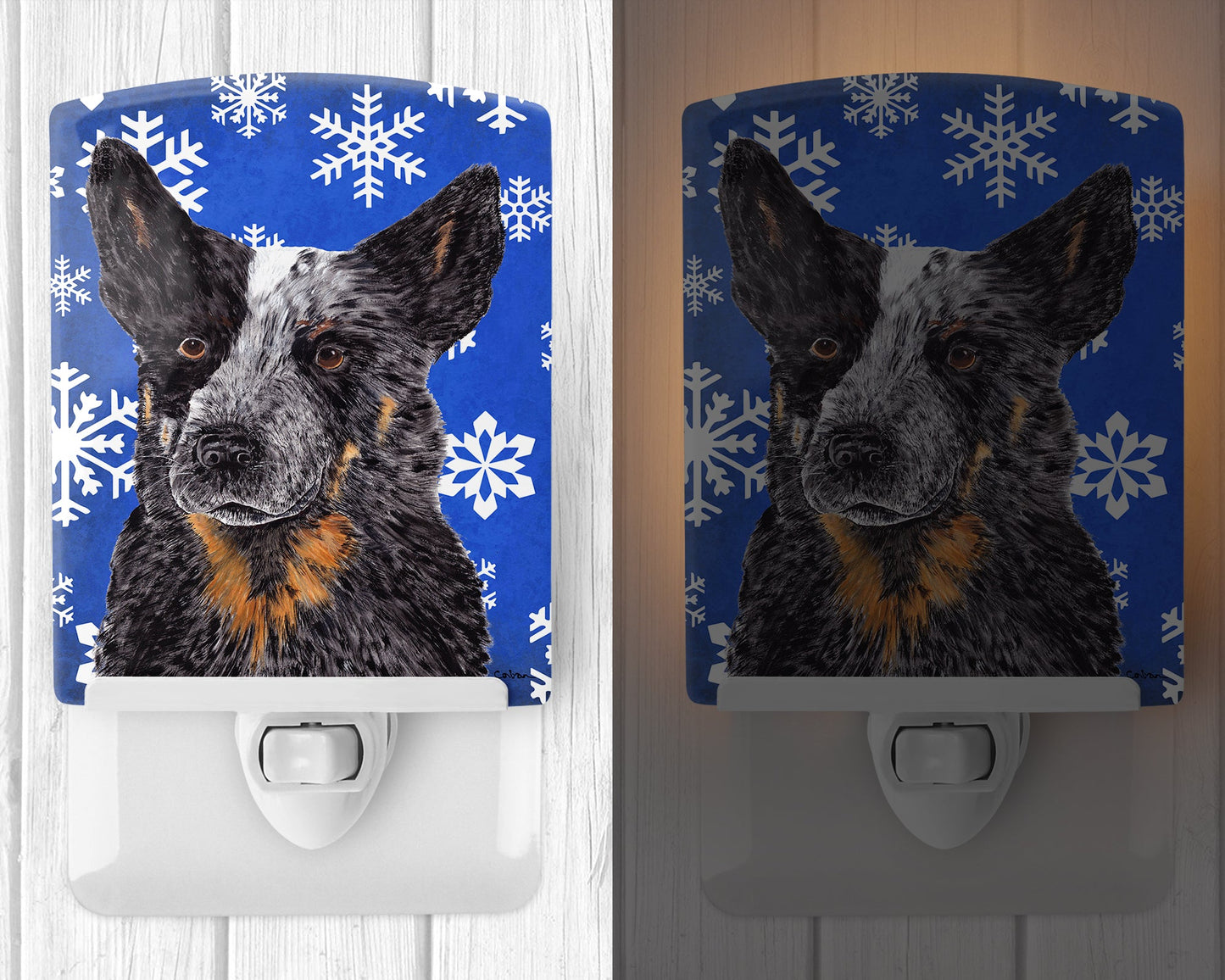 Australian Cattle Dog Winter Snowflakes Holiday Ceramic Night Light SC9396CNL