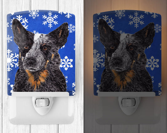 Australian Cattle Dog Winter Snowflakes Holiday Ceramic Night Light SC9396CNL