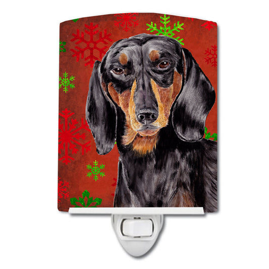 Dachshund Red and Green Snowflakes Holiday Christmas Ceramic Night Light SC9403CNL