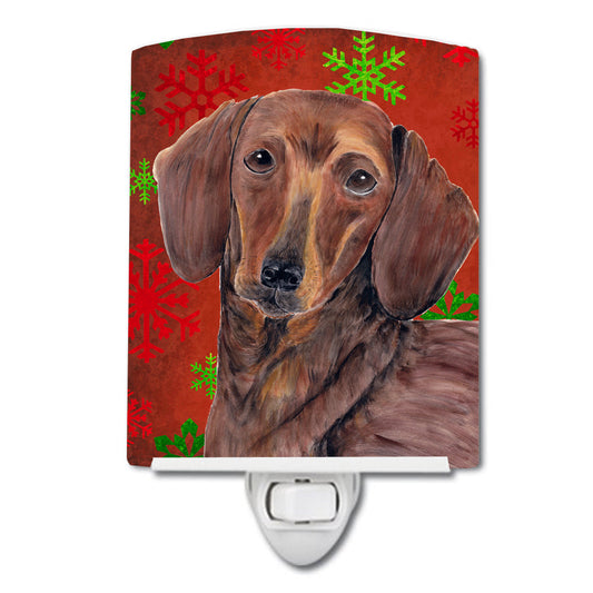 Dachshund Red and Green Snowflakes Holiday Christmas Ceramic Night Light SC9408CNL