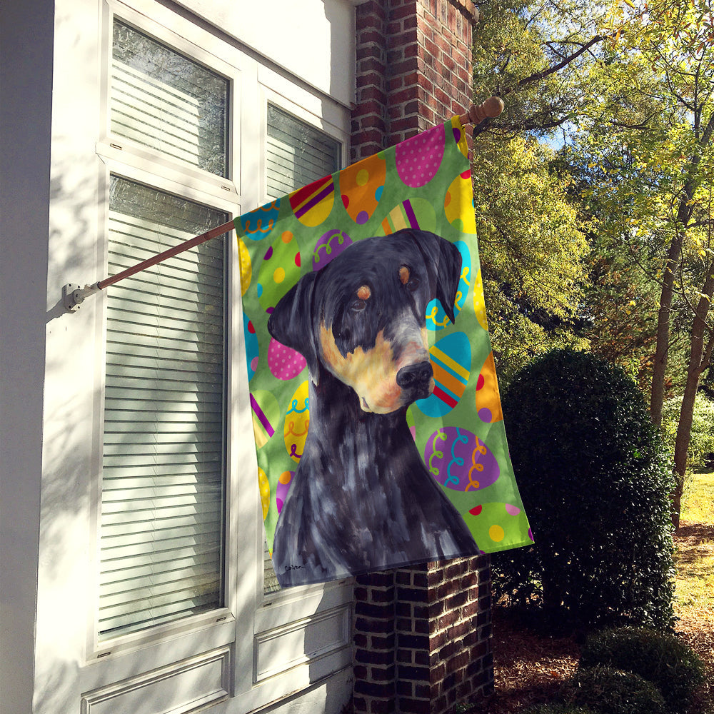 Doberman Easter Eggtravaganza Flag Canvas House Size
