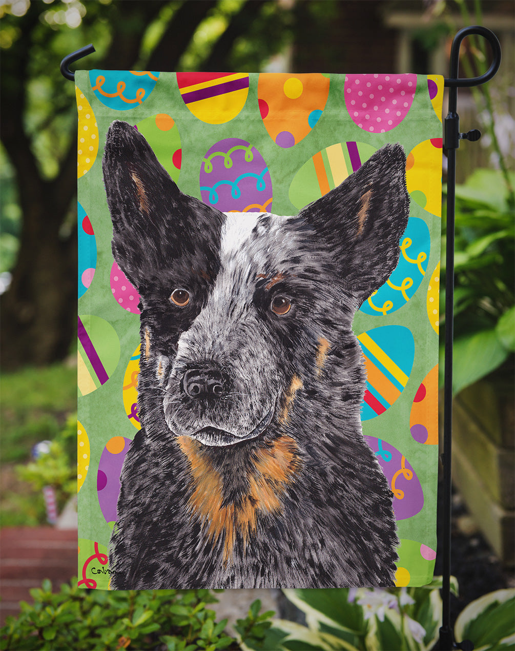 Australian Cattle Dog Easter Eggtravaganza Garden Flag - Outdoor Decorative Yard Flag