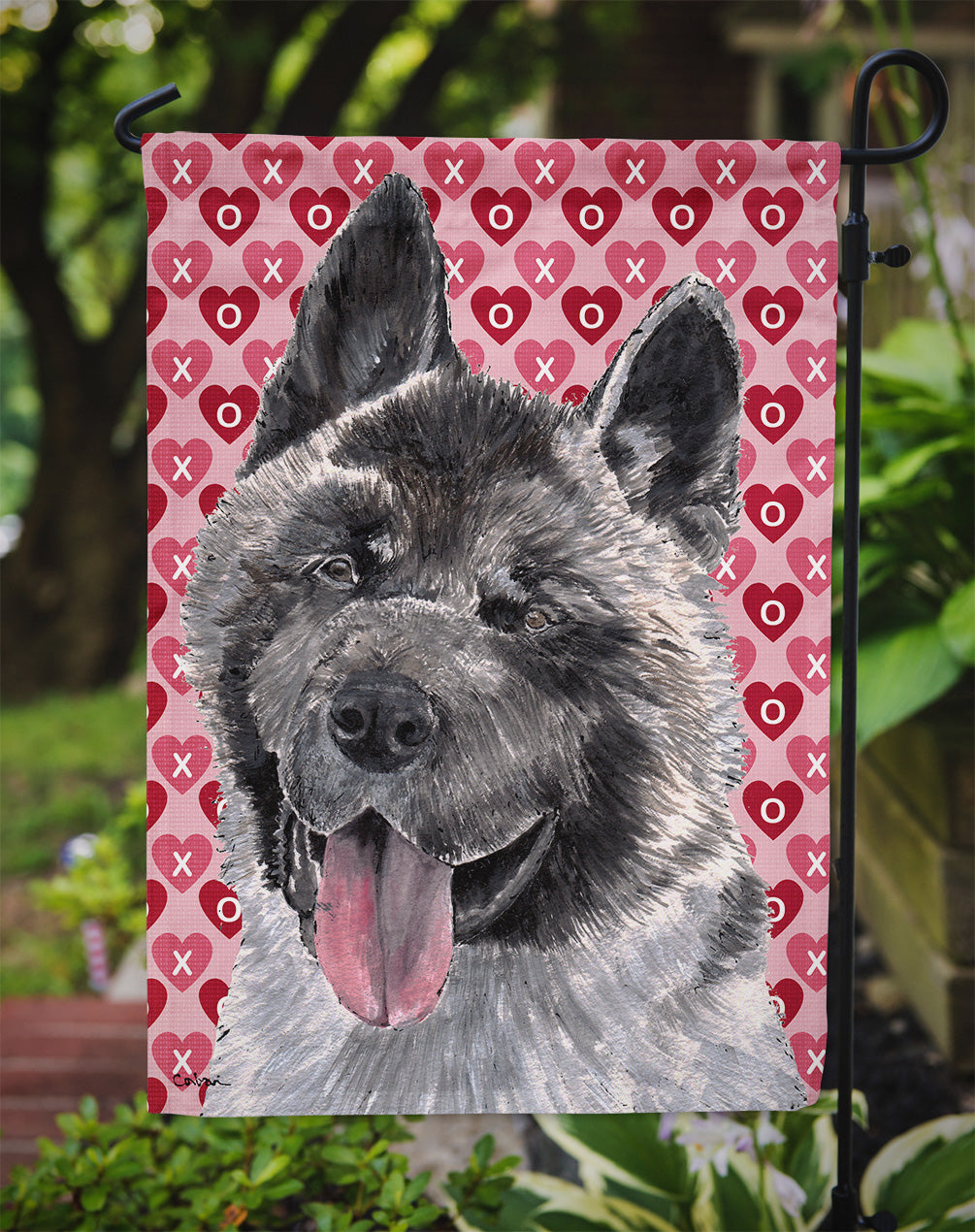 Akita Hearts Love and Valentine's Day Garden Flag – Decorative Outdoor Yard Flag SC9484GF