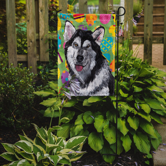 Alaskan Malamute Easter Eggtravaganza Garden Flag - Outdoor Decorative Yard Flag SC9489GF