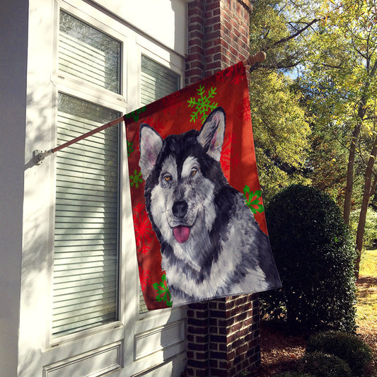 Alaskan Malamute Red Snowflakes Holiday Christmas Flag Canvas House Size SC9492CHF