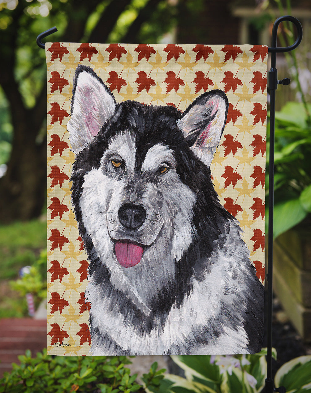 Alaskan Malamute Fall Leaves Garden Flag – Decorative Outdoor Yard Flag SC9495GF