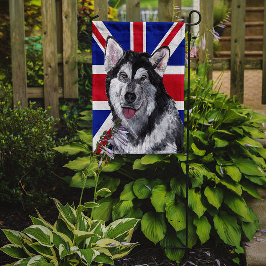 Alaskan Malamute with English Union Jack British Flag Garden Flag - Outdoor Decorative Yard Flag SC9815GF