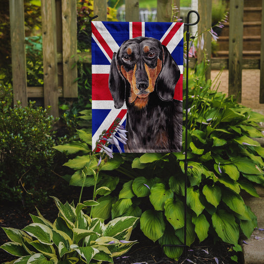 Dachshund with English Union Jack British Flag Garden Flag - Outdoor Decorative Yard Flag