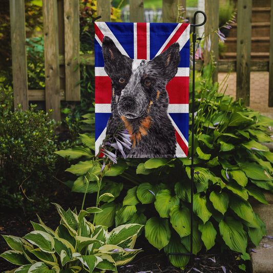 Australian Cattle Dog with English Union Jack British Flag Garden Flag - Outdoor Decorative Yard Flag SC9853GF