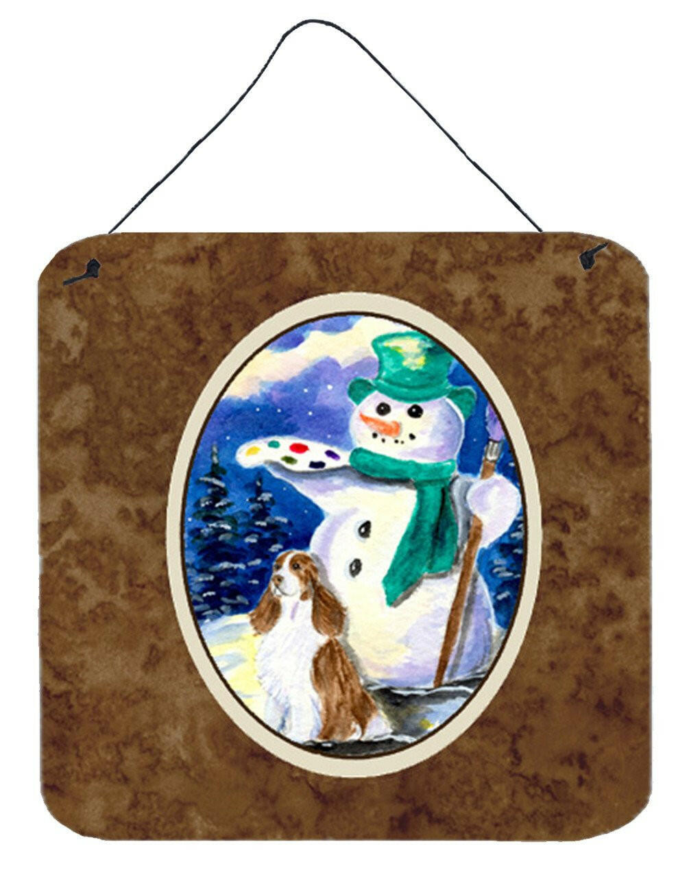 Artist Snowman with Springer Spaniel Wall or Door Hanging Prints