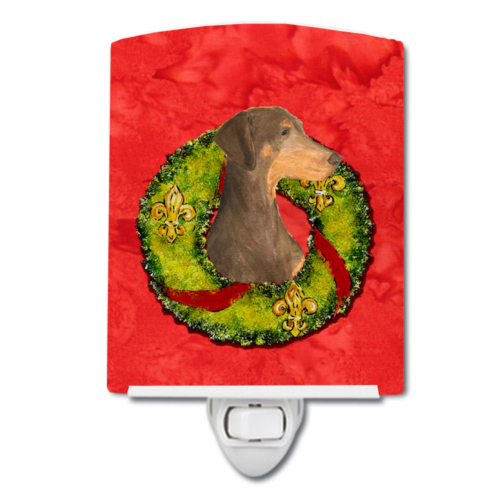 Doberman Cristmas Wreath Ceramic Night Light SS4169CNL