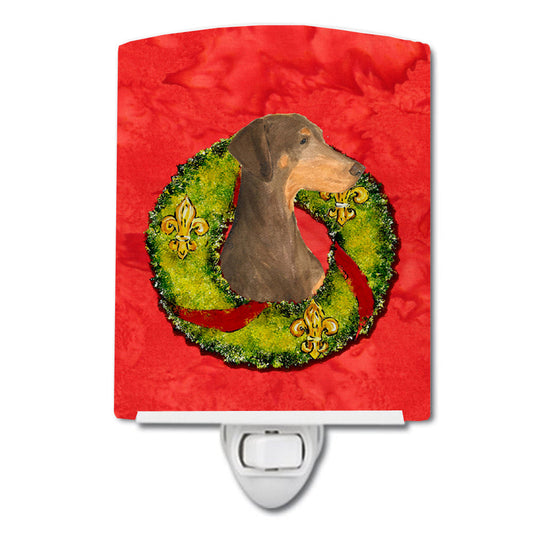 Doberman Cristmas Wreath Ceramic Night Light SS4169CNL