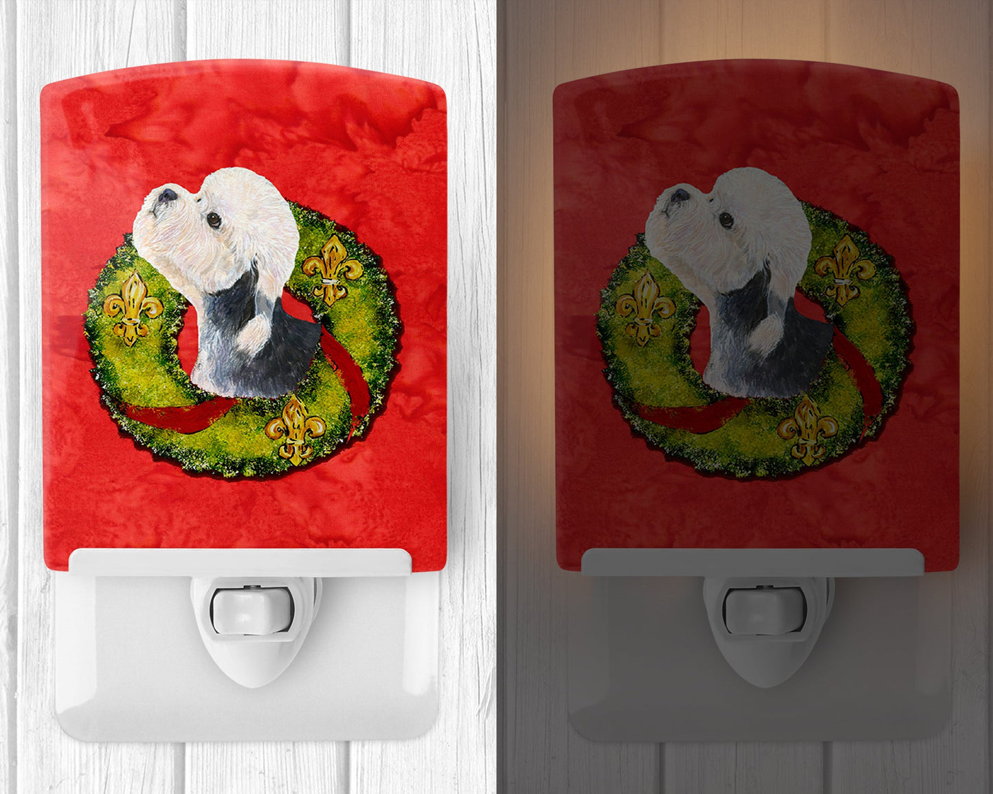 Dandie Dinmont Terrier Cristmas Wreath Ceramic Night Light SS4190CNL