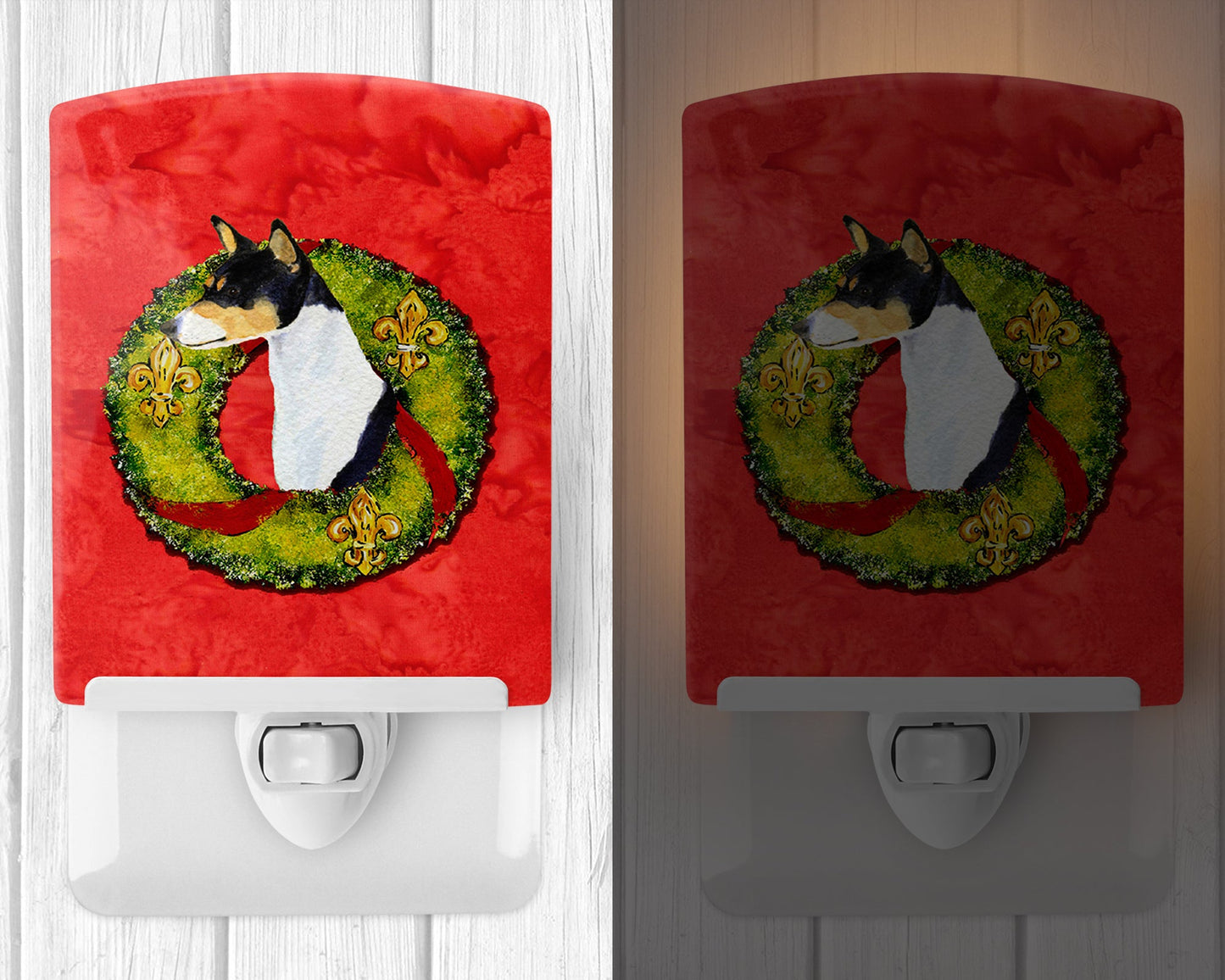 Basenji Cristmas Wreath Ceramic Night Light SS4201CNL