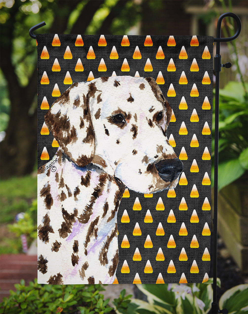 Dalmatian Candy Corn Halloween Portrait Garden Flag – Decorative Outdoor Yard Flag