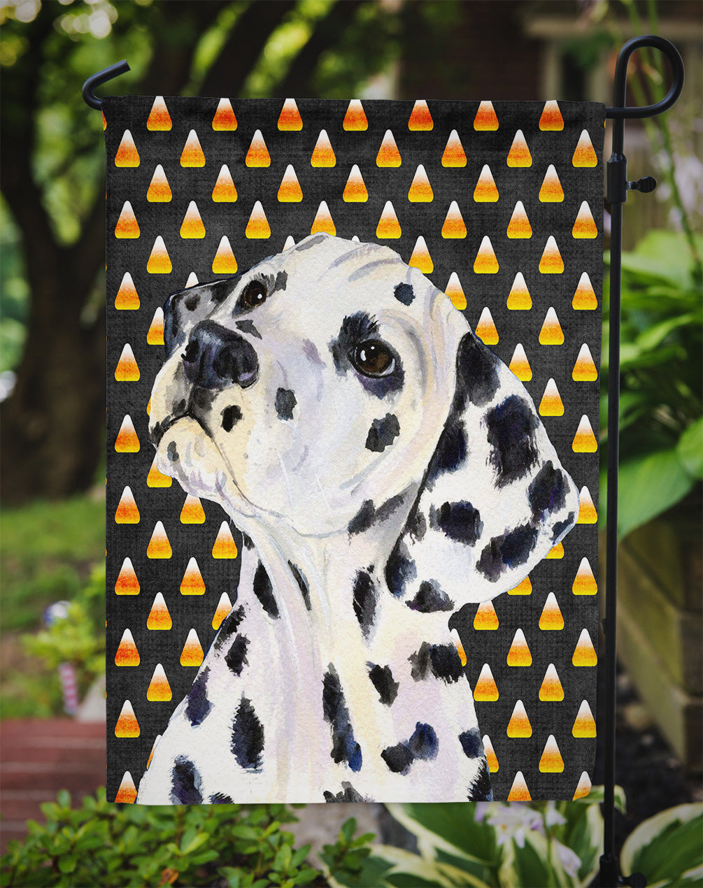 Dalmatian Candy Corn Halloween Portrait Garden Flag – Decorative Outdoor Yard Flag