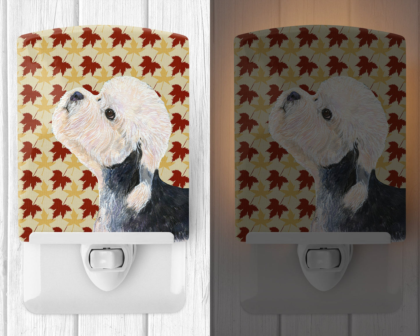 Dandie Dinmont Terrier Fall Leaves Portrait Ceramic Night Light SS4353CNL