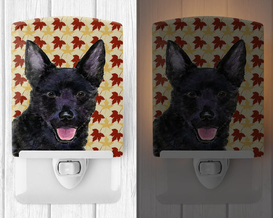 Australian Kelpie Fall Leaves Portrait Ceramic Night Light SS4358CNL