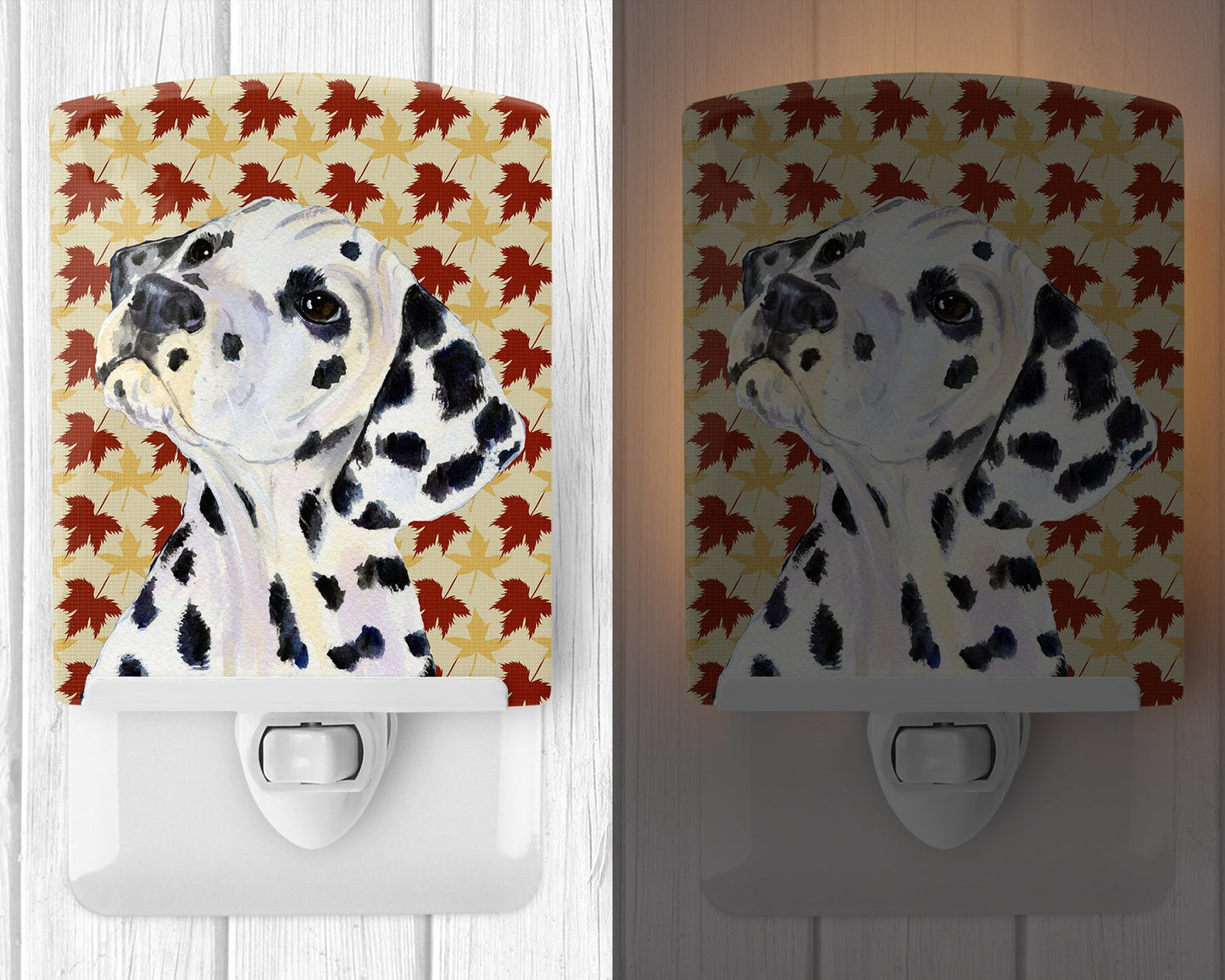 Dalmatian Fall Leaves Portrait Ceramic Night Light SS4364CNL