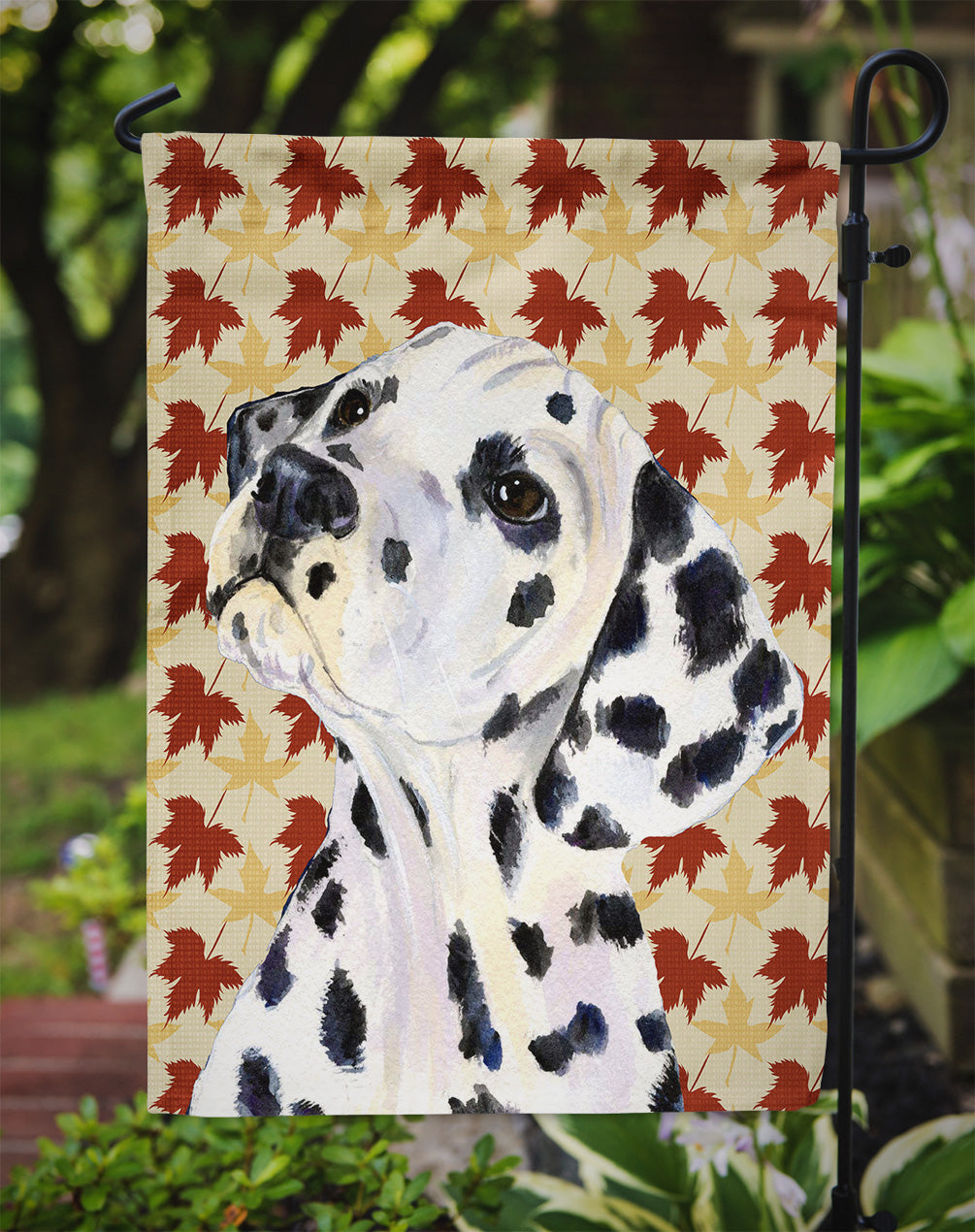 Dalmatian Fall Leaves Portrait Garden Flag – Decorative Outdoor Yard Flag