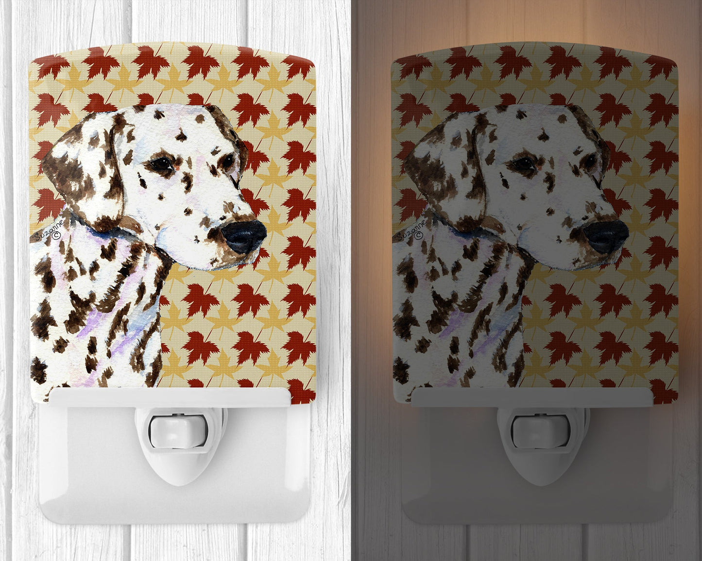 Dalmatian Fall Leaves Portrait Ceramic Night Light SS4387CNL