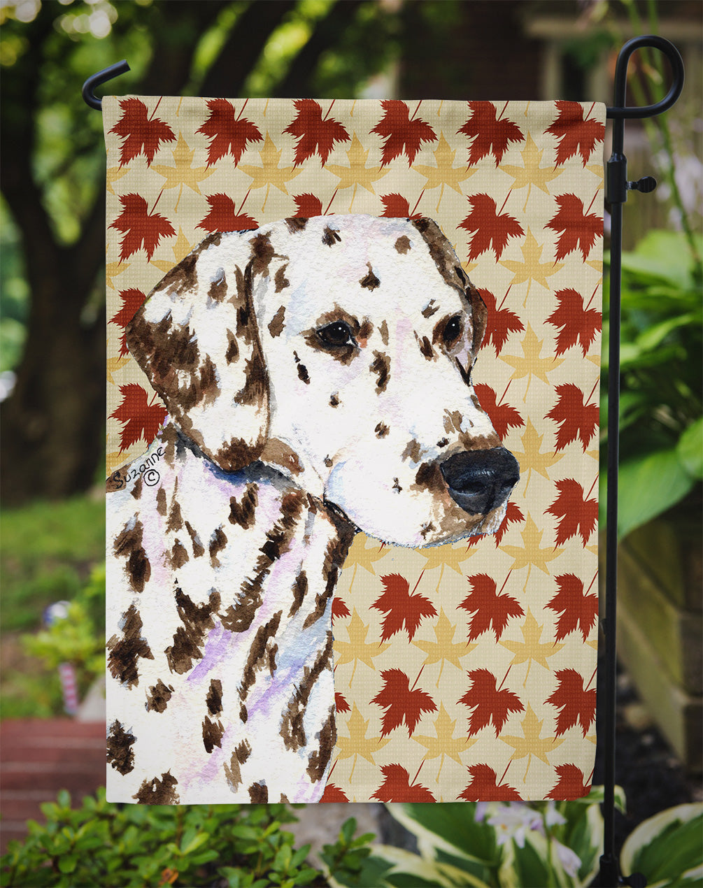 Dalmatian Fall Leaves Portrait Garden Flag – Decorative Outdoor Yard Flag