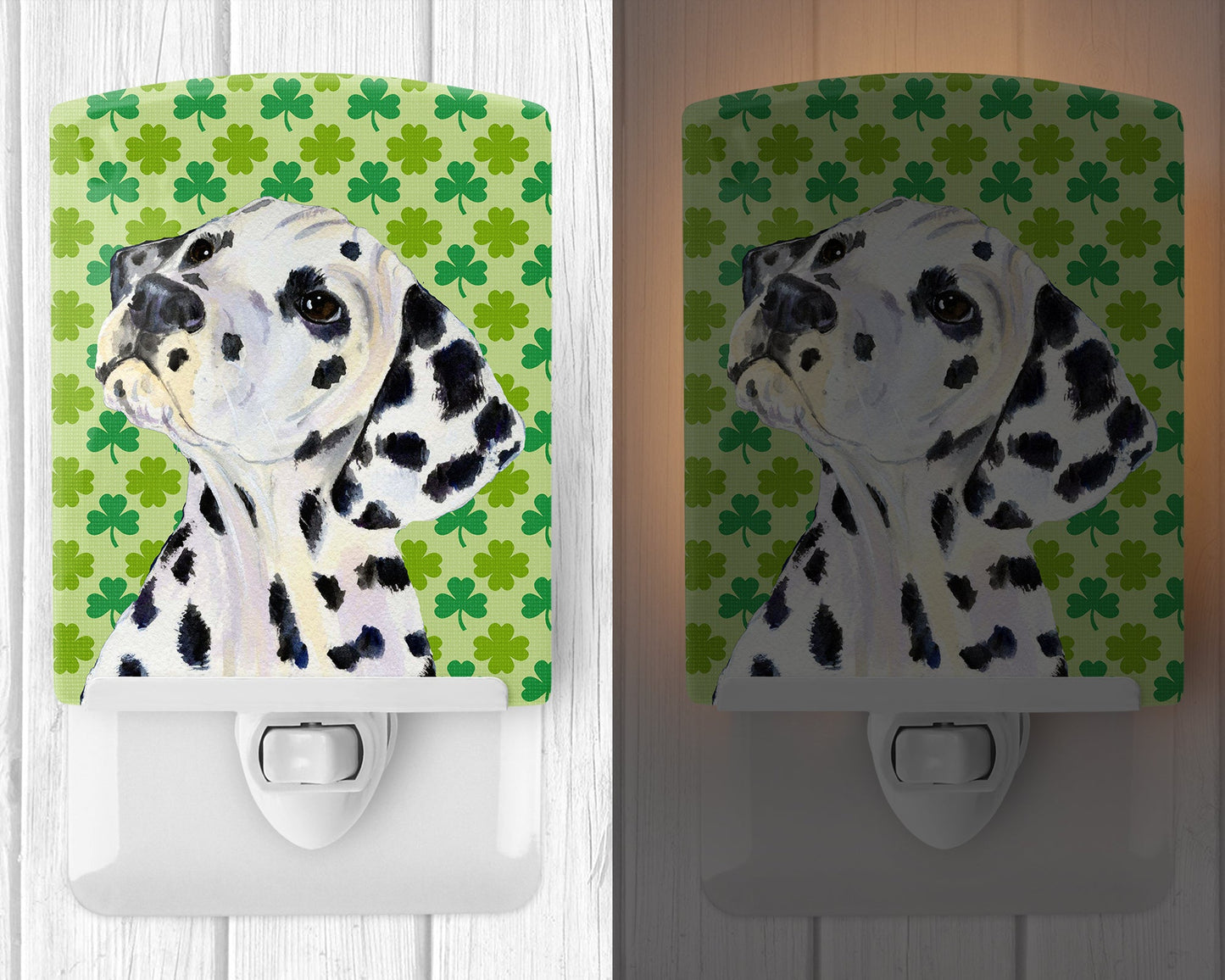 Dalmatian St. Patrick's Day Shamrock Portrait Ceramic Night Light SS4423CNL