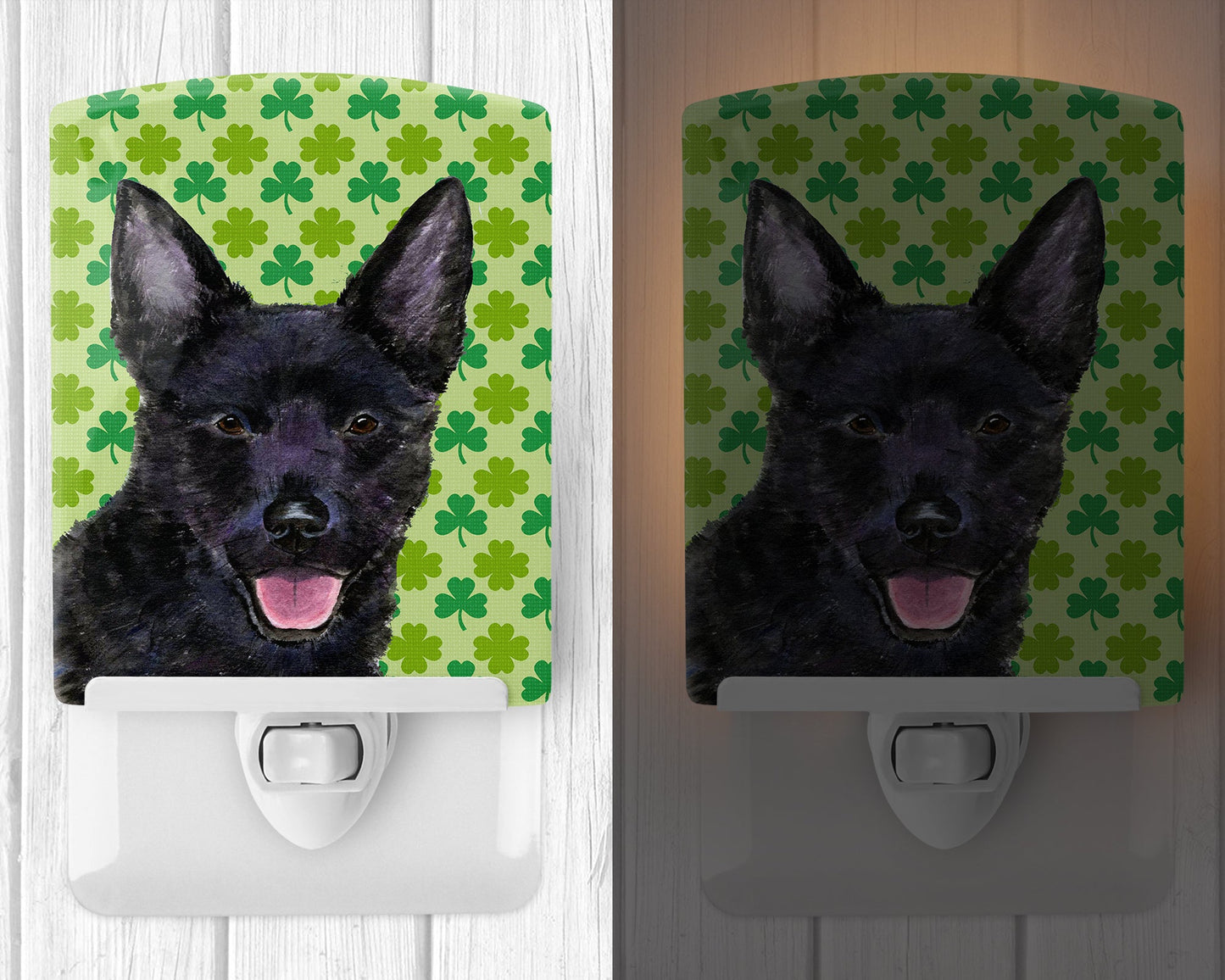 Australian Kelpie St. Patrick's Day Shamrock Portrait Ceramic Night Light SS4429CNL