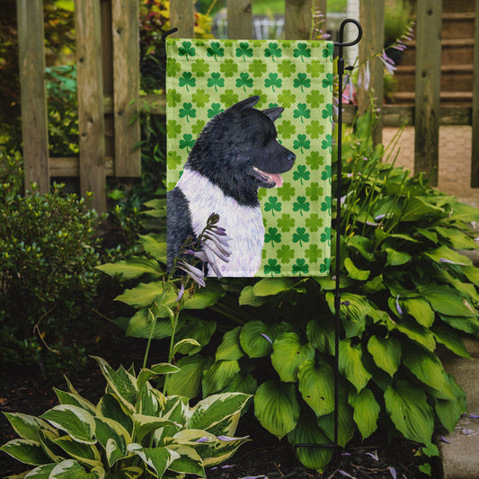 Akita St. Patrick's Day Shamrock Portrait Garden Flag – Decorative Outdoor Yard Flag