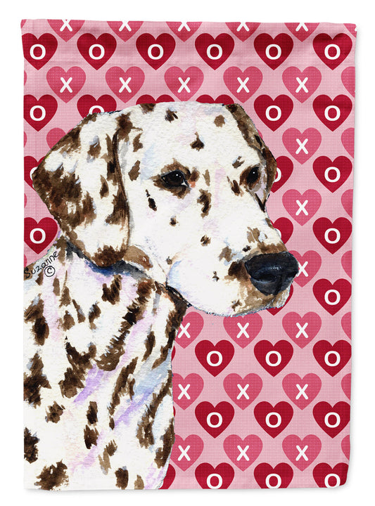 Dalmatian Hearts Love and Valentine's Day Portrait Flag Canvas House Size