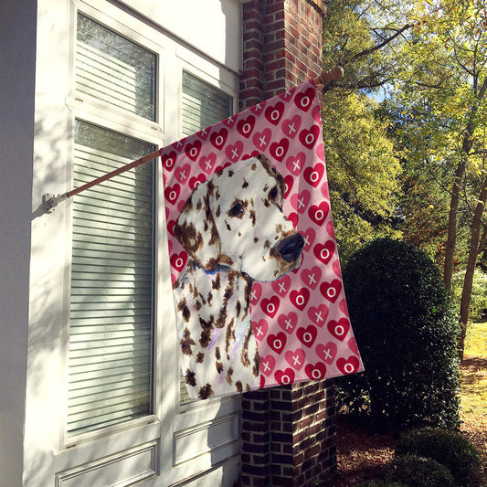 Dalmatian Hearts Love and Valentine's Day Portrait Flag Canvas House Size
