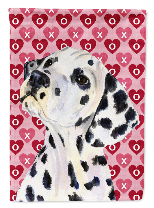 Dalmatian Hearts Love and Valentine's Day Portrait Garden Flag – Decorative Outdoor Yard Flag