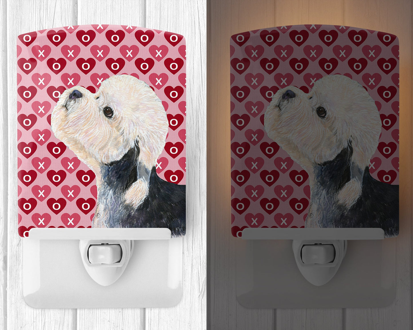 Dandie Dinmont Terrier Hearts Love Valentine's Day Ceramic Night Light SS4503CNL