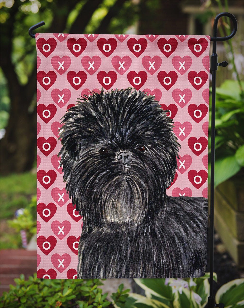 Affenpinscher Hearts Love and Valentine's Day Portrait Garden Flag – Decorative Outdoor Yard Flag
