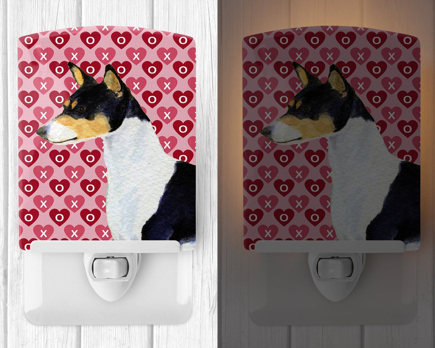 Basenji Hearts Love and Valentine's Day Portrait Ceramic Night Light SS4514CNL