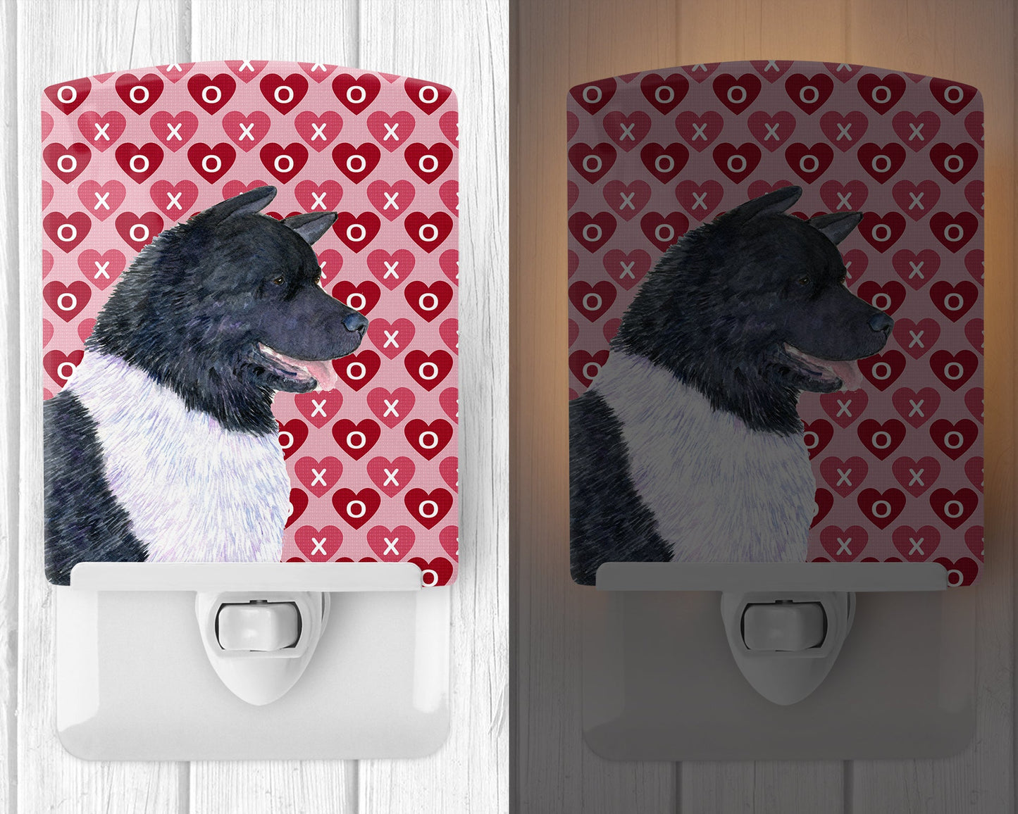 Akita Hearts Love and Valentine's Day Portrait Ceramic Night Light SS4521CNL