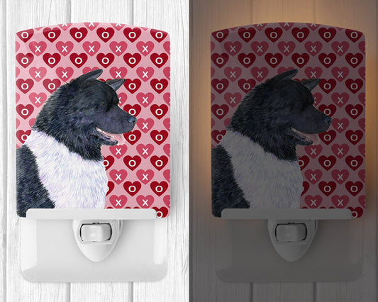 Akita Hearts Love and Valentine's Day Portrait Ceramic Night Light SS4521CNL