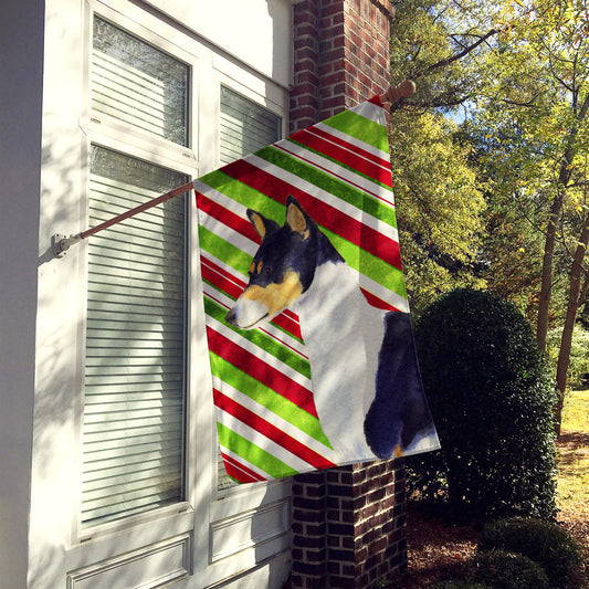Basenji Candy Cane Holiday Christmas Flag Canvas House Size