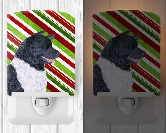 Akita Candy Cane Holiday Christmas Ceramic Night Light SS4590CNL