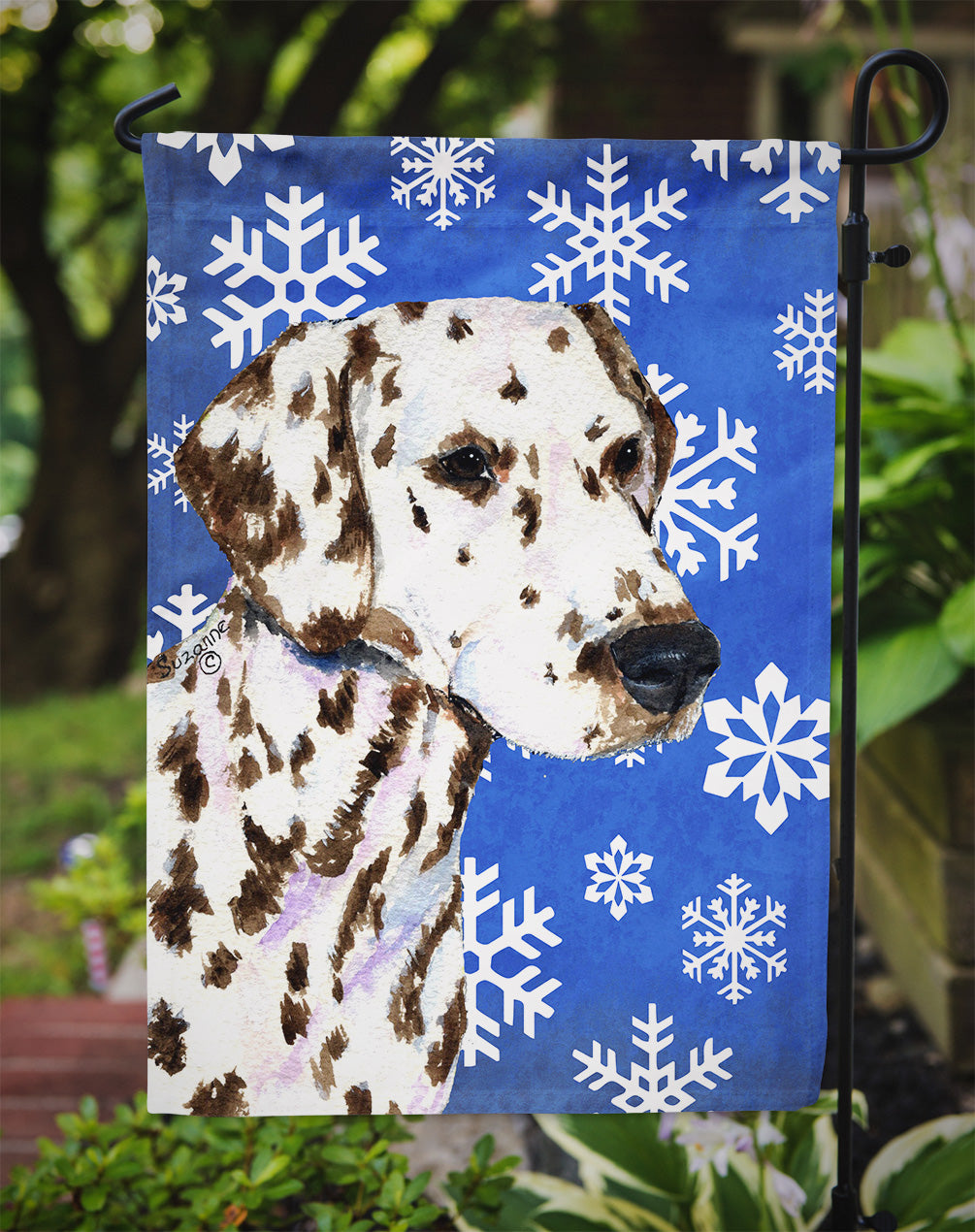 Dalmatian Winter Snowflakes Holiday Garden Flag – Decorative Outdoor Yard Flag