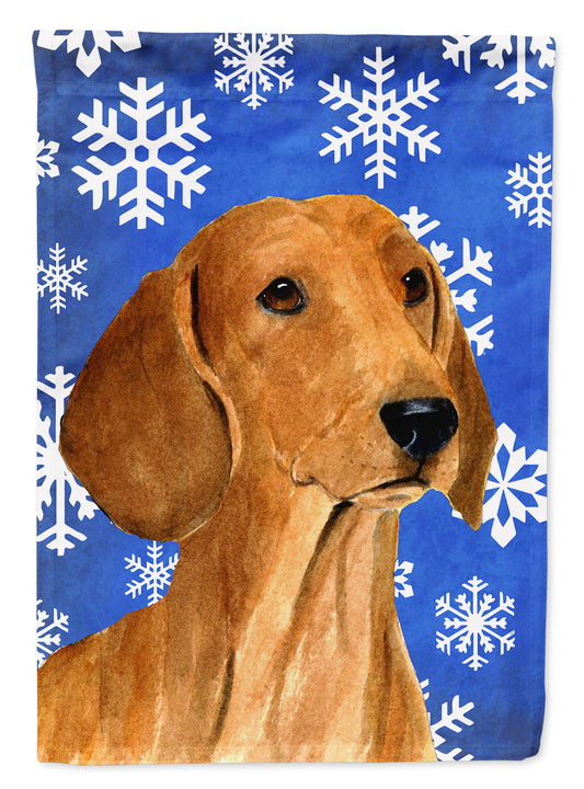 Dachshund Winter Snowflakes Holiday Flag Canvas House Size