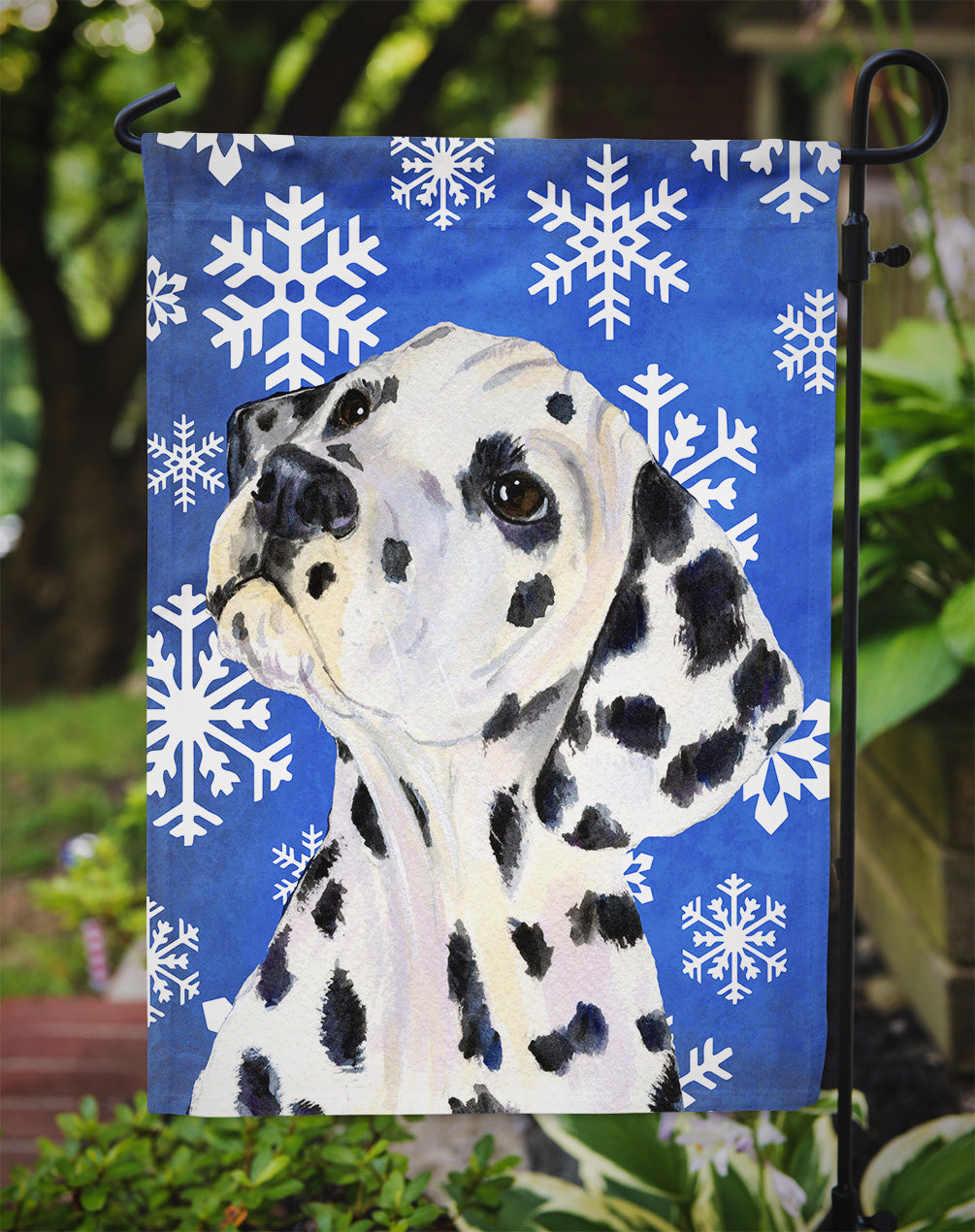 Dalmatian Winter Snowflakes Holiday Garden Flag – Decorative Outdoor Yard Flag