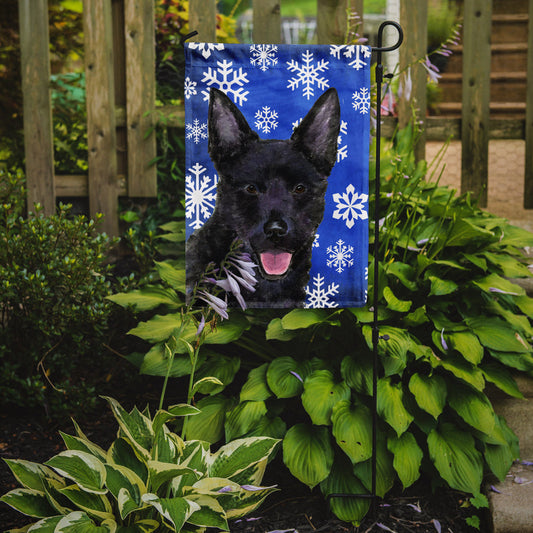Australian Kelpie Winter Snowflakes Holiday Garden Flag – Decorative Outdoor Yard Flag