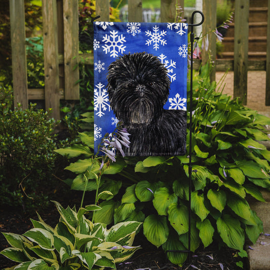 Affenpinscher Winter Snowflakes Holiday Garden Flag – Decorative Outdoor Yard Flag