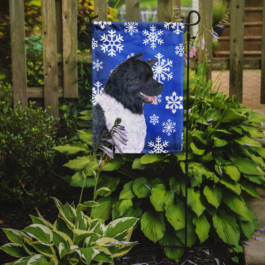 Akita Winter Snowflakes Holiday Garden Flag – Decorative Outdoor Yard Flag