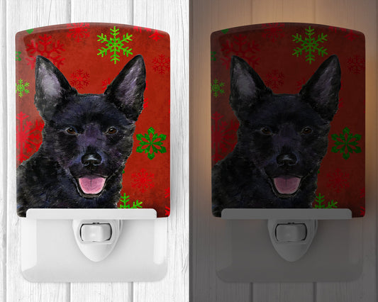 Australian Kelpie Red Green Snowflakes Christmas Ceramic Night Light SS4705CNL