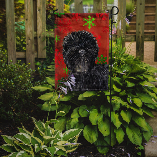 Affenpinscher Red Green Snowflakes Christmas Garden Flag – Decorative Outdoor Yard Flag